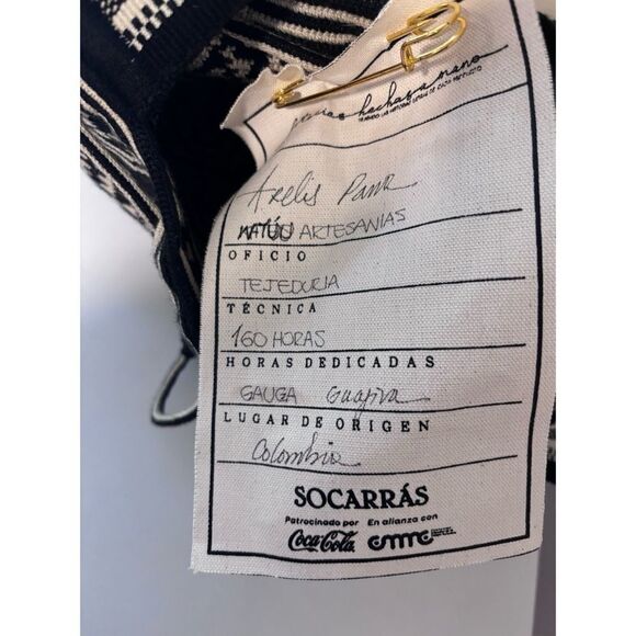 NWT Authentic Tejeduria Mochila Wayuu  100% Colombia Handmade Bag Black/ White - Picture 5 of 6